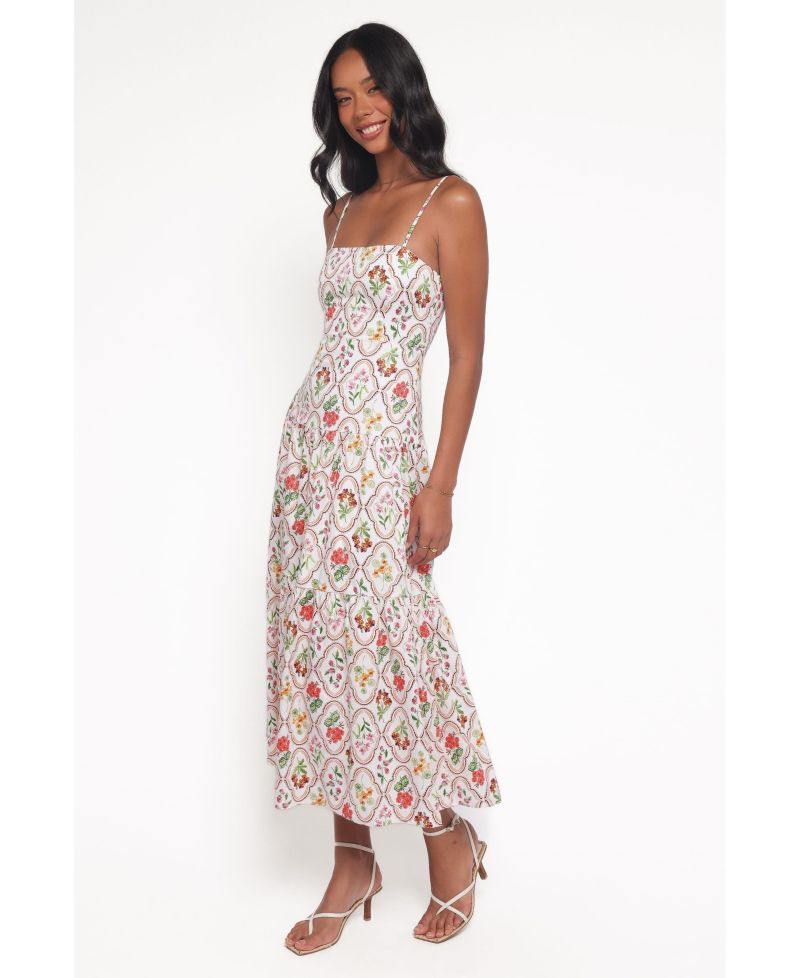 Women's Botanique Floral-Print A-Line Square Neck Midi Dress