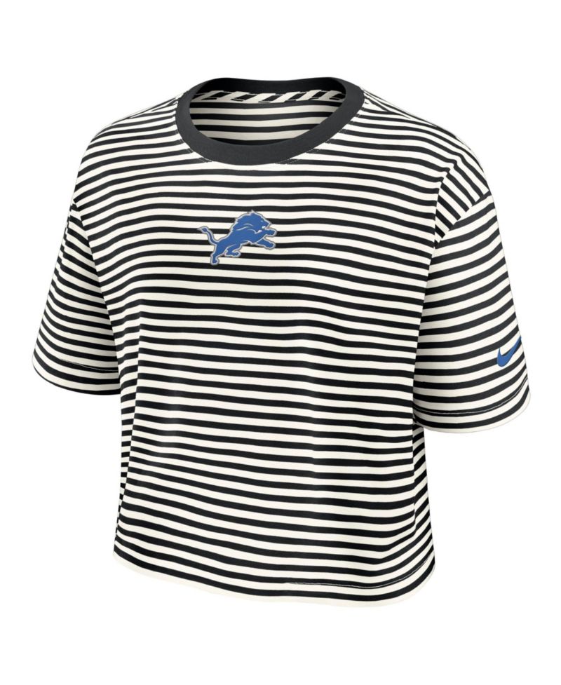 Women's Detroit Lions Striped Cropped T-Shirt