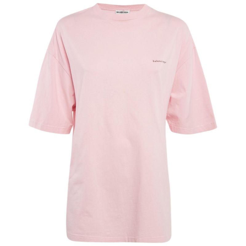 Women's Pink Logo Print Cotton Oversized T-Shirt