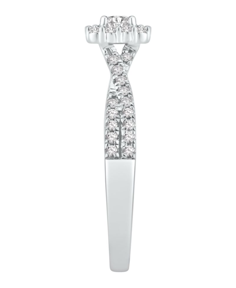 Diamond Halo Engagement Ring (1/2 ct. t.w.) in 14k White Gold
