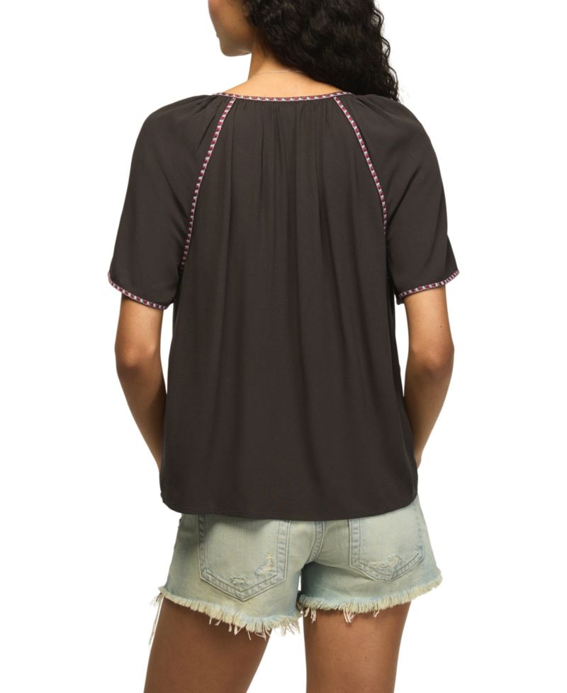 Women's Embroidered Peasant Short-Sleeve Top