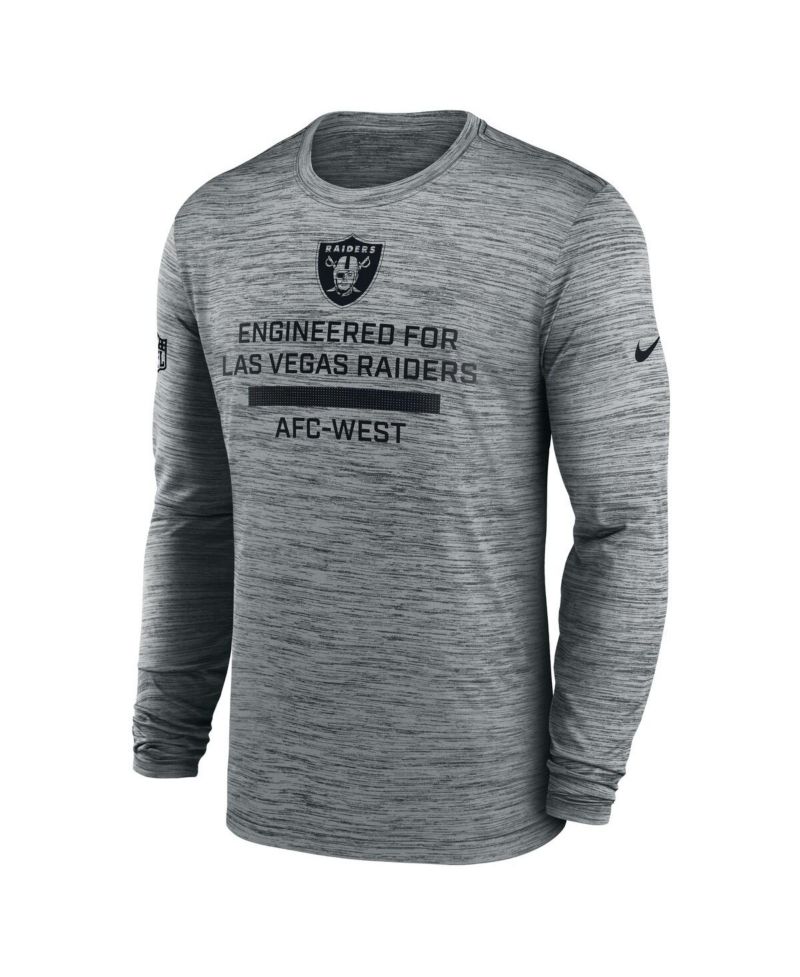 Men's Gray Las Vegas Raiders Sideline Velocity Performance Long Sleeve T-Shirt