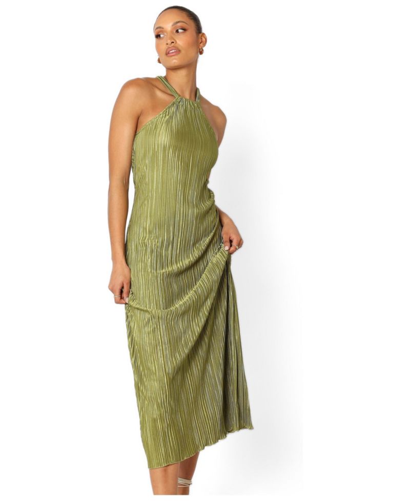 Womens Melody Plisse Halter Maxi Dress