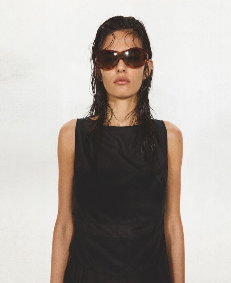 Women's Asymmetrical Overlay Semi-Sheer Midi Dress