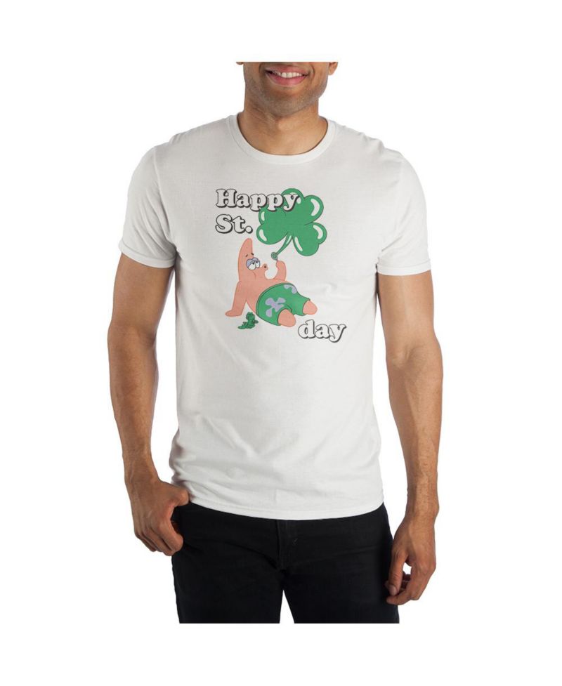 Men's St. Patricks Day Patrick Star White Graphic Tee - L
