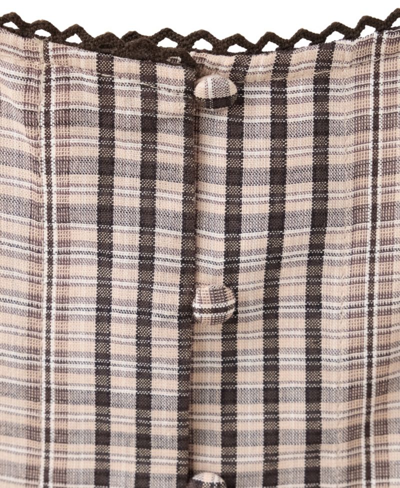 Women's Plaid Square Neck Cropped Cotton-Blend Top