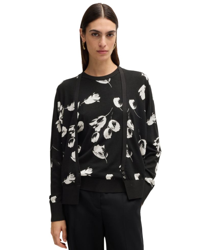 BOSS by Women's Merino Wool-Blend Cardigan