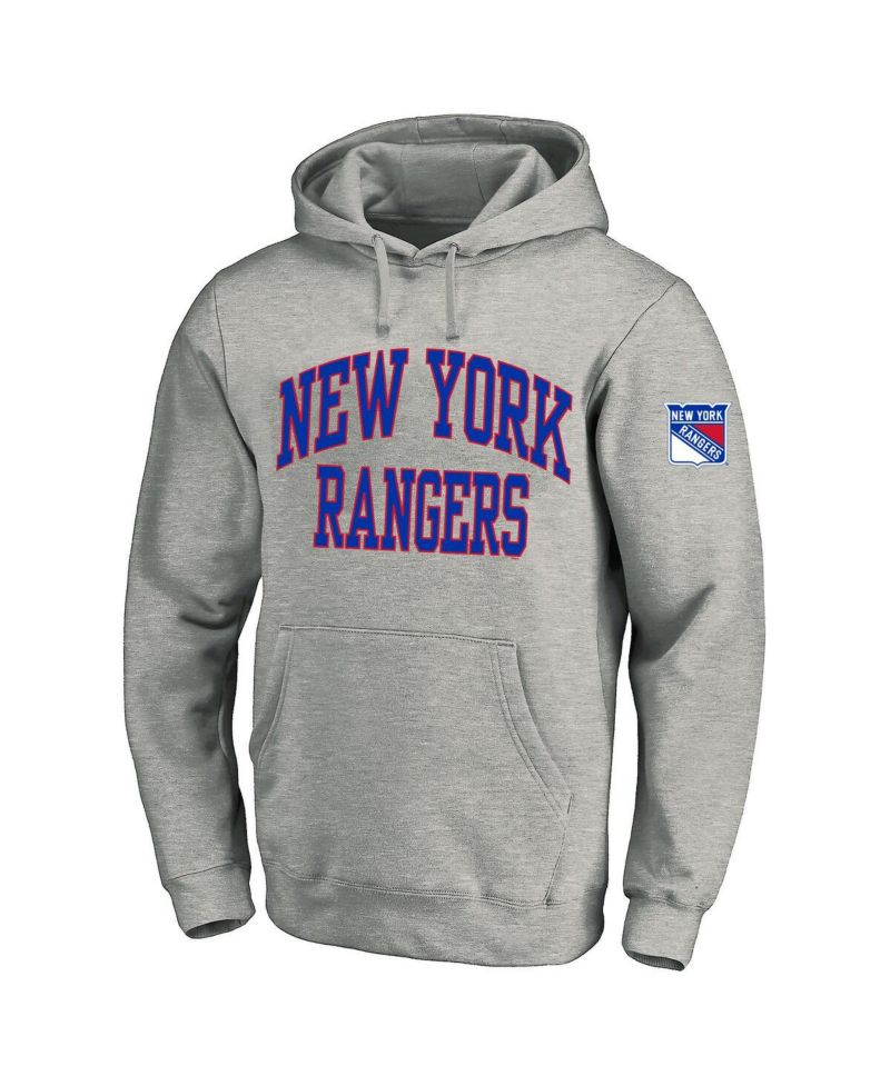 Men's Heather Gray New York Rangers Big & Tall Fleece Pullover Hoodie