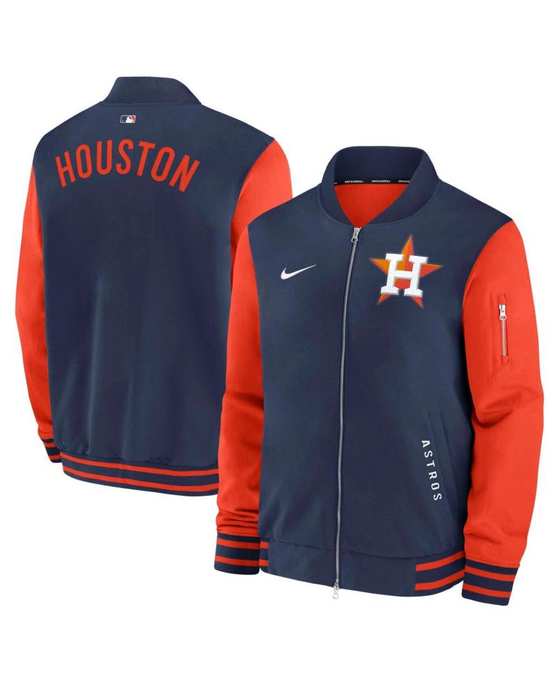 Men's Navy/Orange Houston Astros Authentic Collection Dugout Full-Zip Bomber Jacket