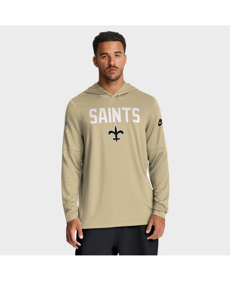 Men's Gold New Orleans Saints Sideline Alt Pack Dri-FIT Lightweight Hooded T-Shirt