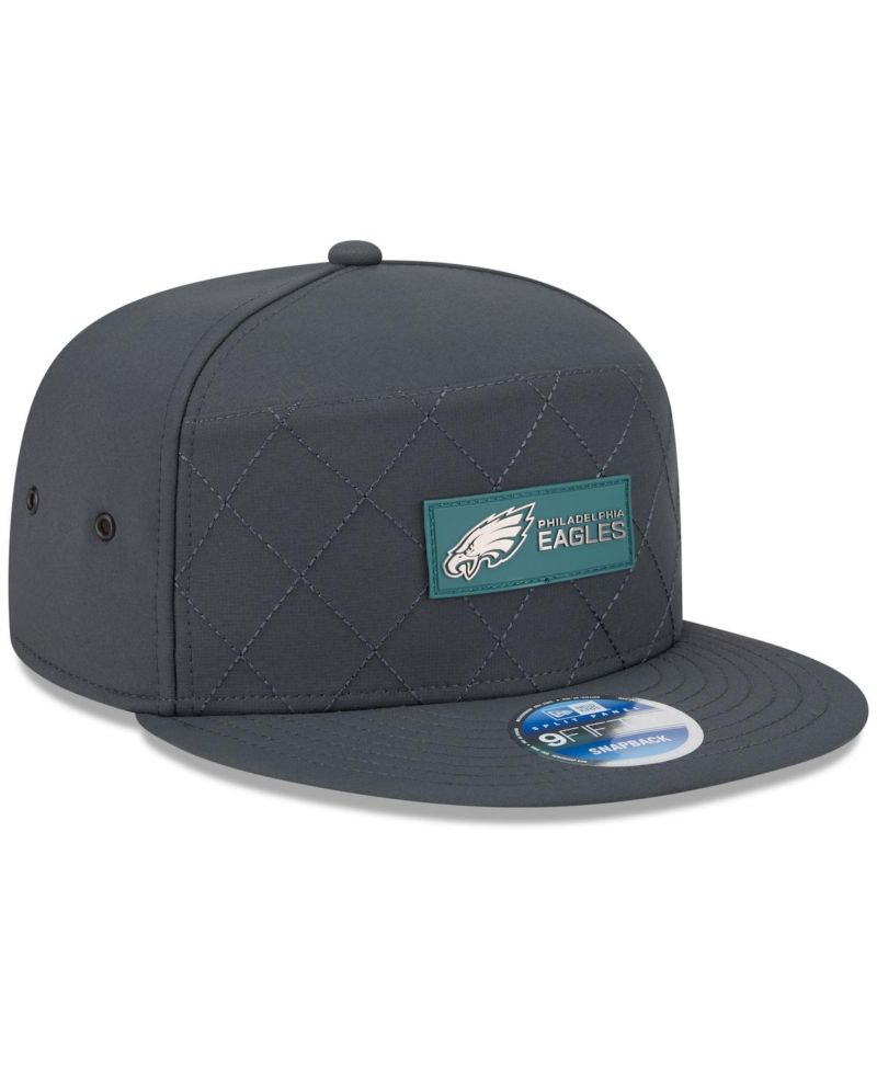 Men's Charcoal Philadelphia Eagles 2025 Sideline Cold Weather Split Panel 9FIFTY Snapback Hat