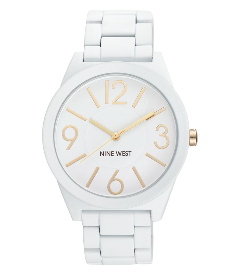 Women's Quartz Matte White Alloy Link Bracelet Watch, 42mm