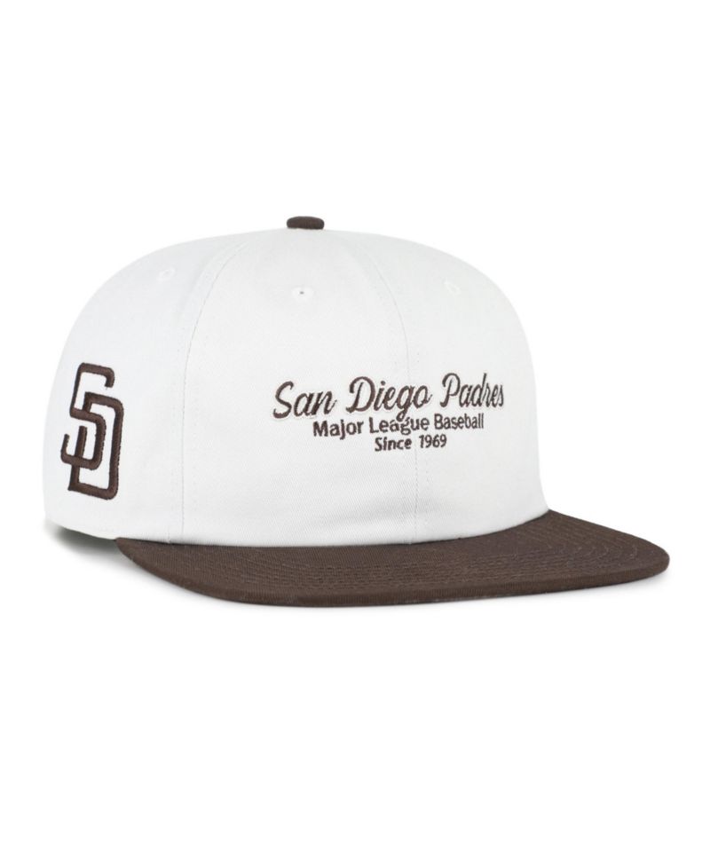 Men's White/Brown San Diego Padres Script Stack Relaxed Captain Snapback Hat