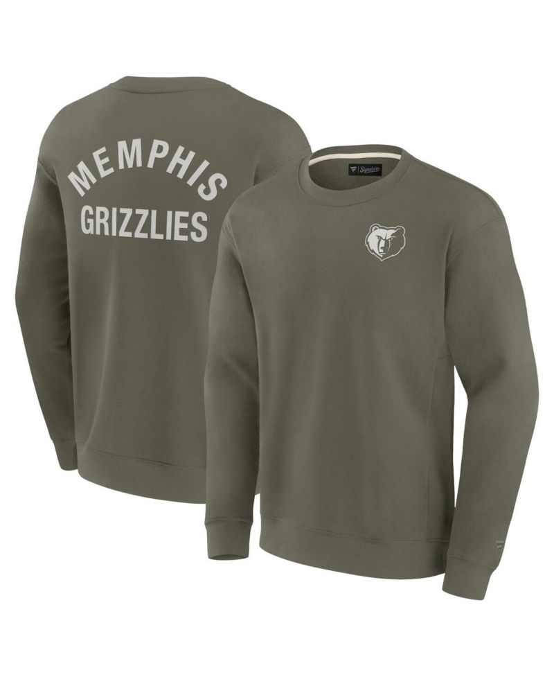 Men's and Women's Olive Memphis Grizzlies Super Soft Pullover Crew Sweatshirt