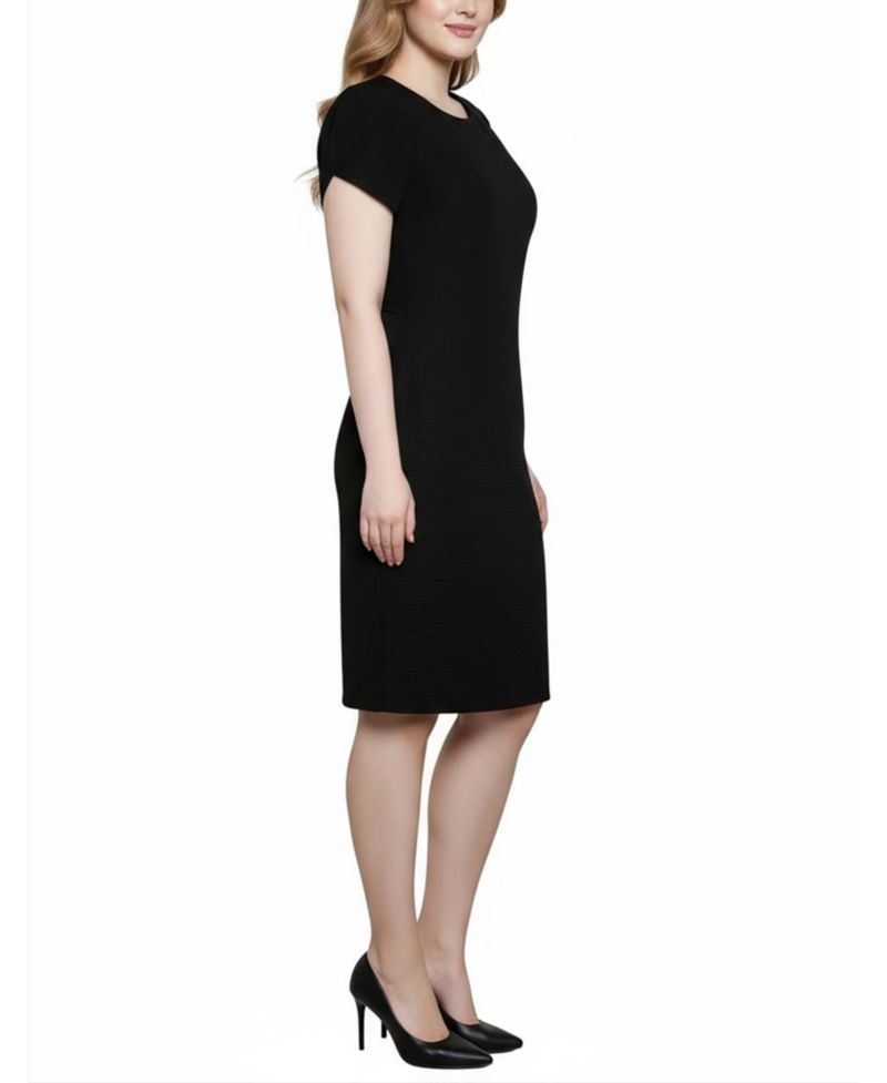 Petite Petal Sleeve Textured Knit Dress