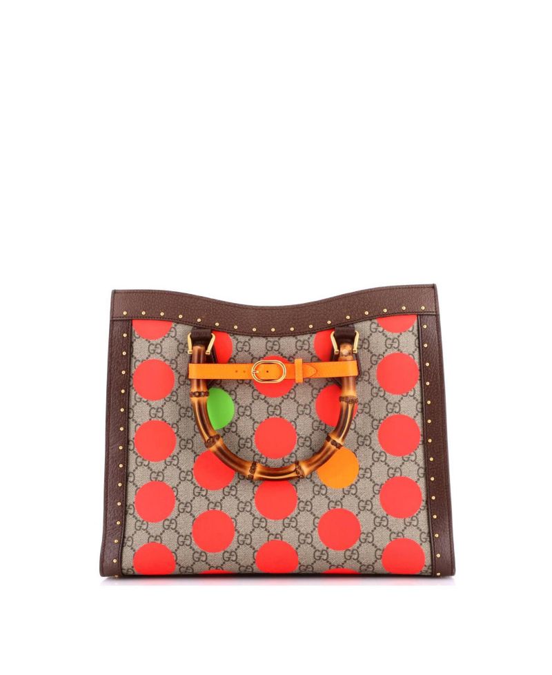 Medium Diana NM Bamboo Handle Tote Printed GG Coated Canvas and Studded Leather
