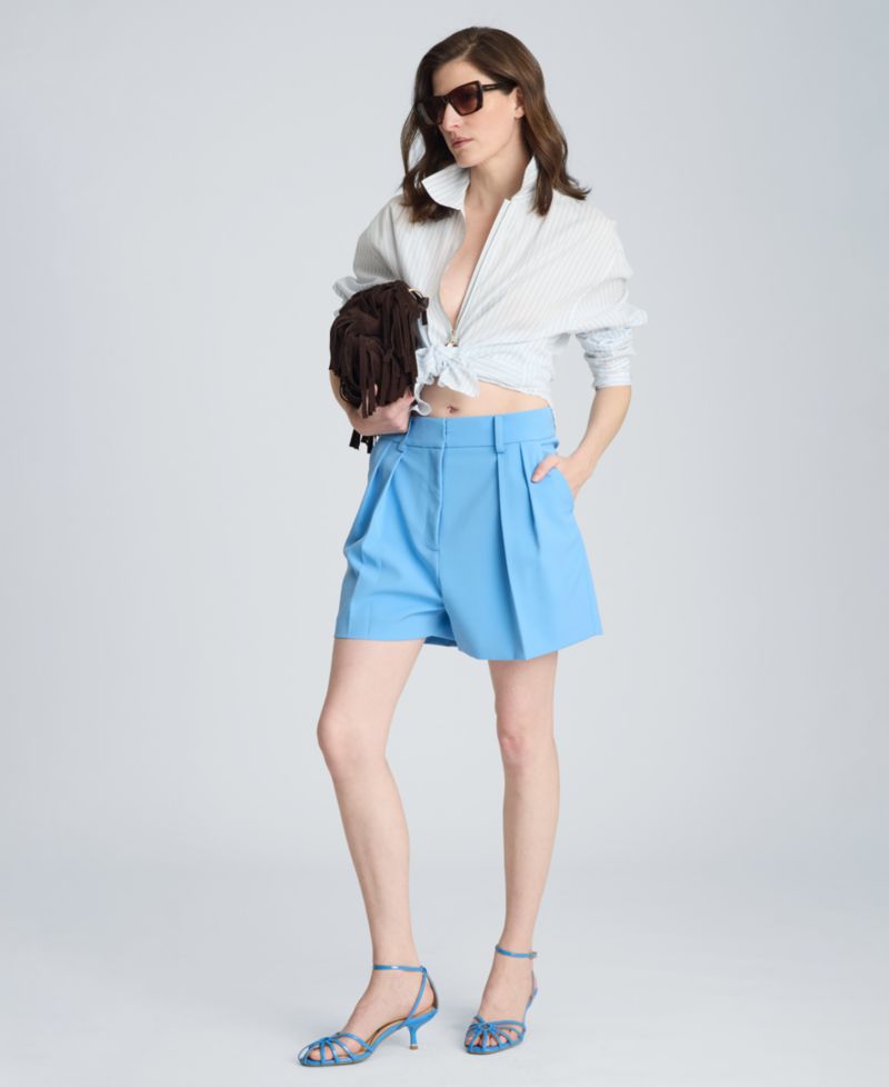 Women's Half Zip Front Paneled Long Sleeve Poplin Shirt