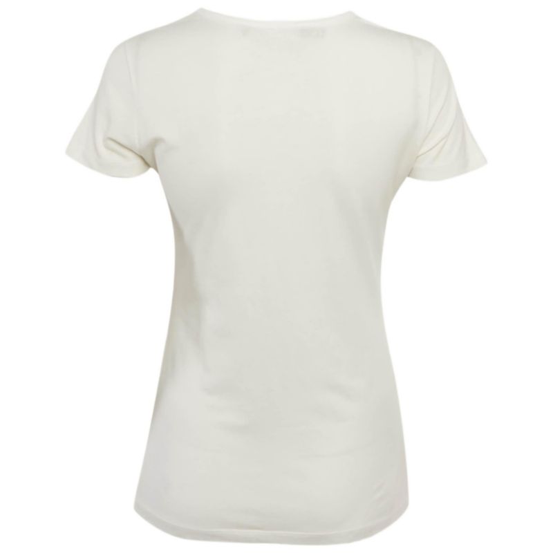 Women's White Glitter Logo Printed Cotton Knit T-Shirt