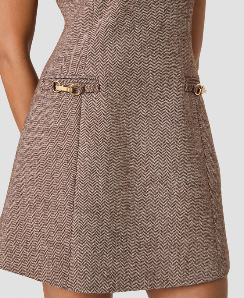 Women's Herringbone Sleeveless A-Line Mini Dress