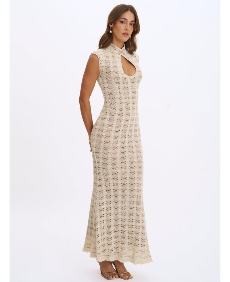 Women's Xylona Crochet Teardrop-Neckline Mermaid-Maxi Dress