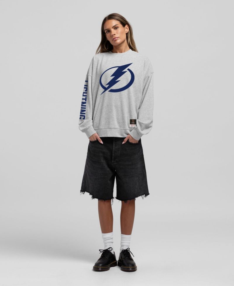 Women's Heather Gray Tampa Bay Lightning Core 3-Hit Oversized Sweatshirt