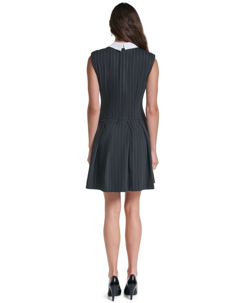 Women's Pinstripe A-Line Sleeveless Dress