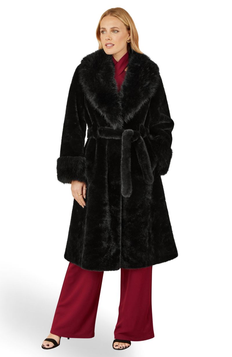 Women's Oversize Collar Wrap Faux Fur Coat
