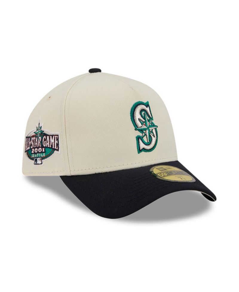 Men's Cream Seattle Mariners Chrome A-Frame 59FORTY Fitted Hat