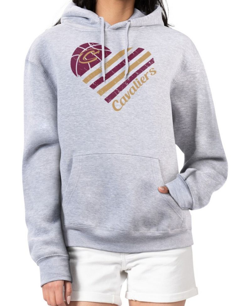 Women's Heather Gray Cleveland Cavaliers Heart Pullover Hoodie