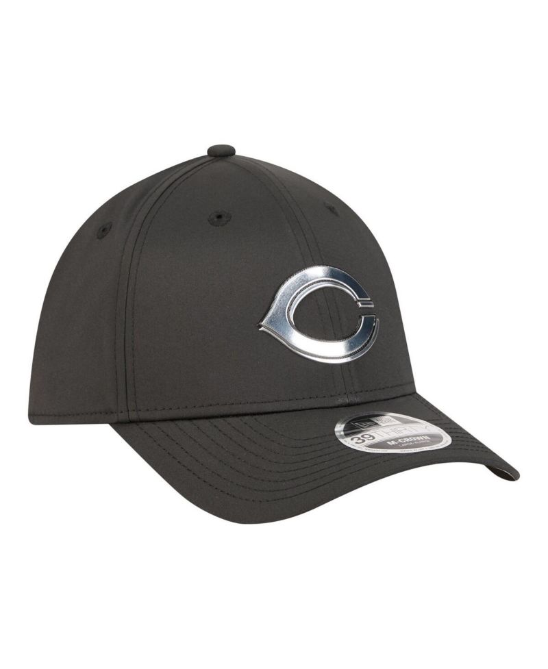 Men's Black Cincinnati Reds Metallic 39THIRTY M-Crown Flex Hat