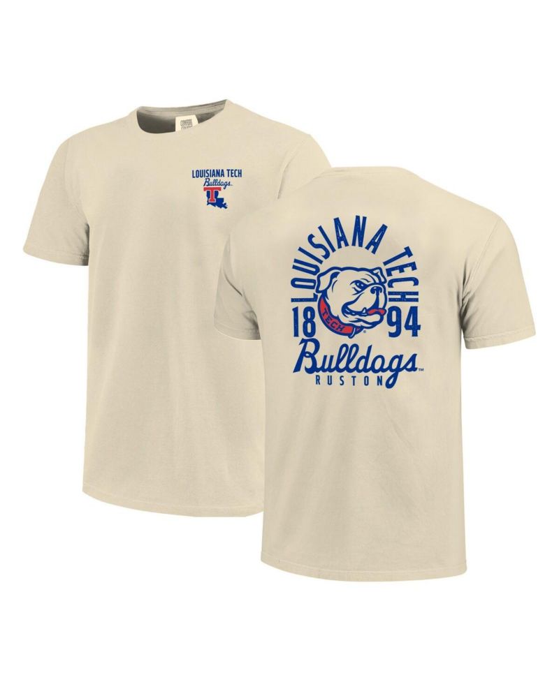Men's Cream Louisiana Tech Bulldogs Comfort Colors Mascot Overlay T-Shirt
