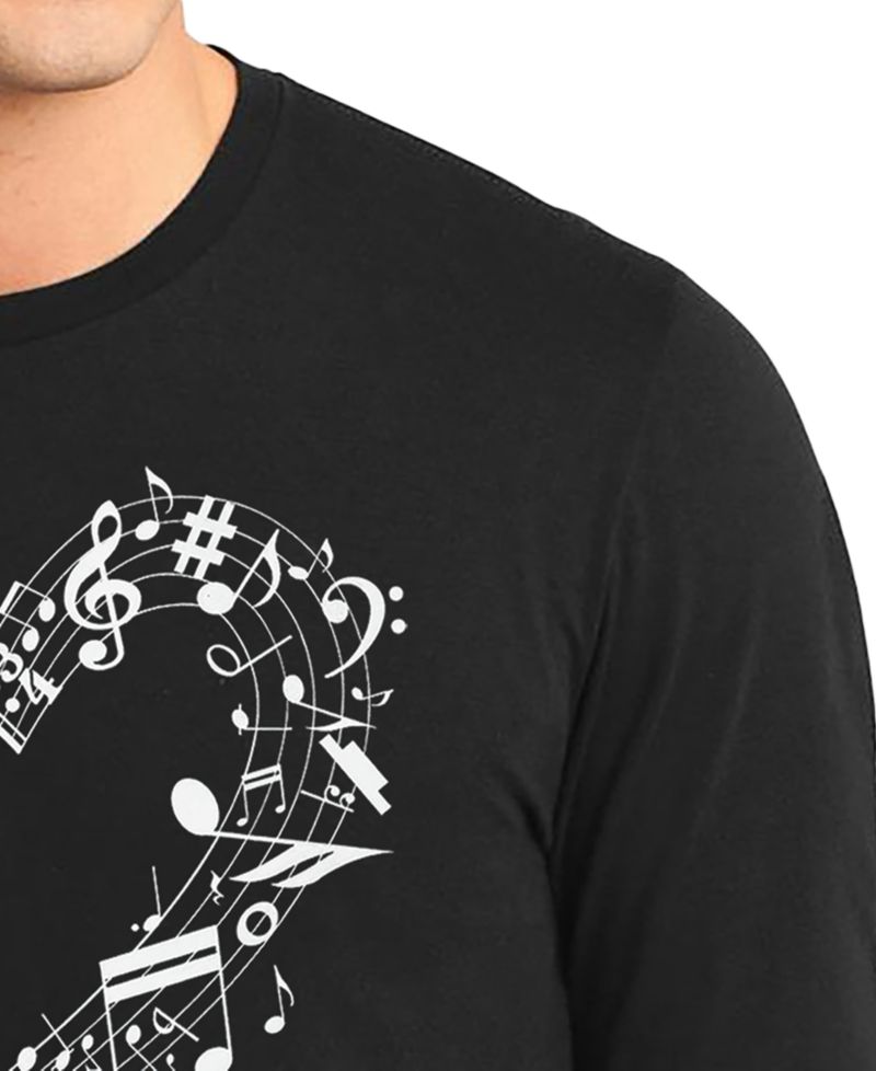 Men's Music Notes Heart Word Art Long-Sleeve T-Shirt