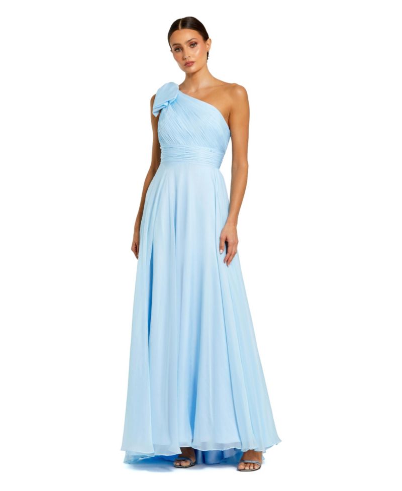 Women's Pleated One Shoulder Chiffon Gown