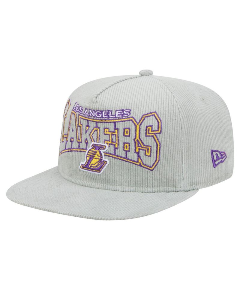 Men's Gray Los Angeles Lakers Throwback Corduroy Golfer Snapback Hat