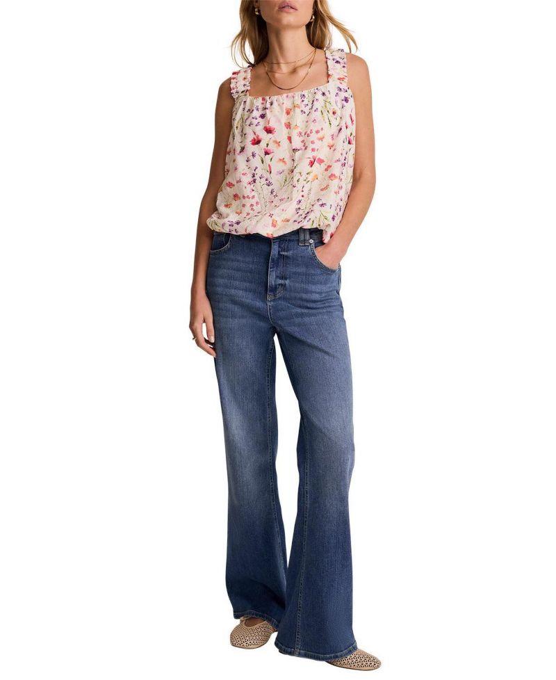 Women's Sleeveless Square Neck Floral-Print Top