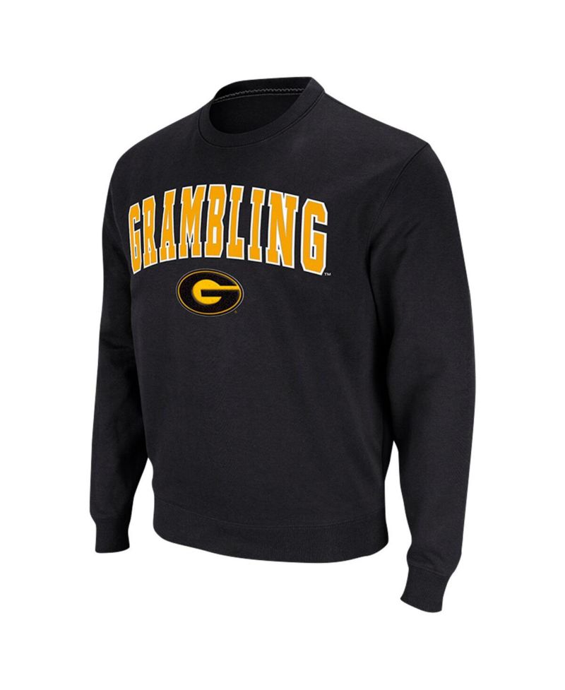 Men's Black Grambling Tigers Arch Logo Pullover Sweatshirt