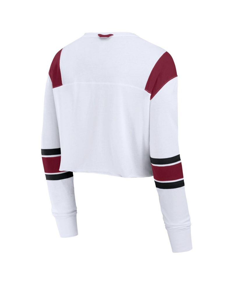 Women's White Florida State Seminoles Training Camp Cropped Long Sleeve V-Neck Fashion Top