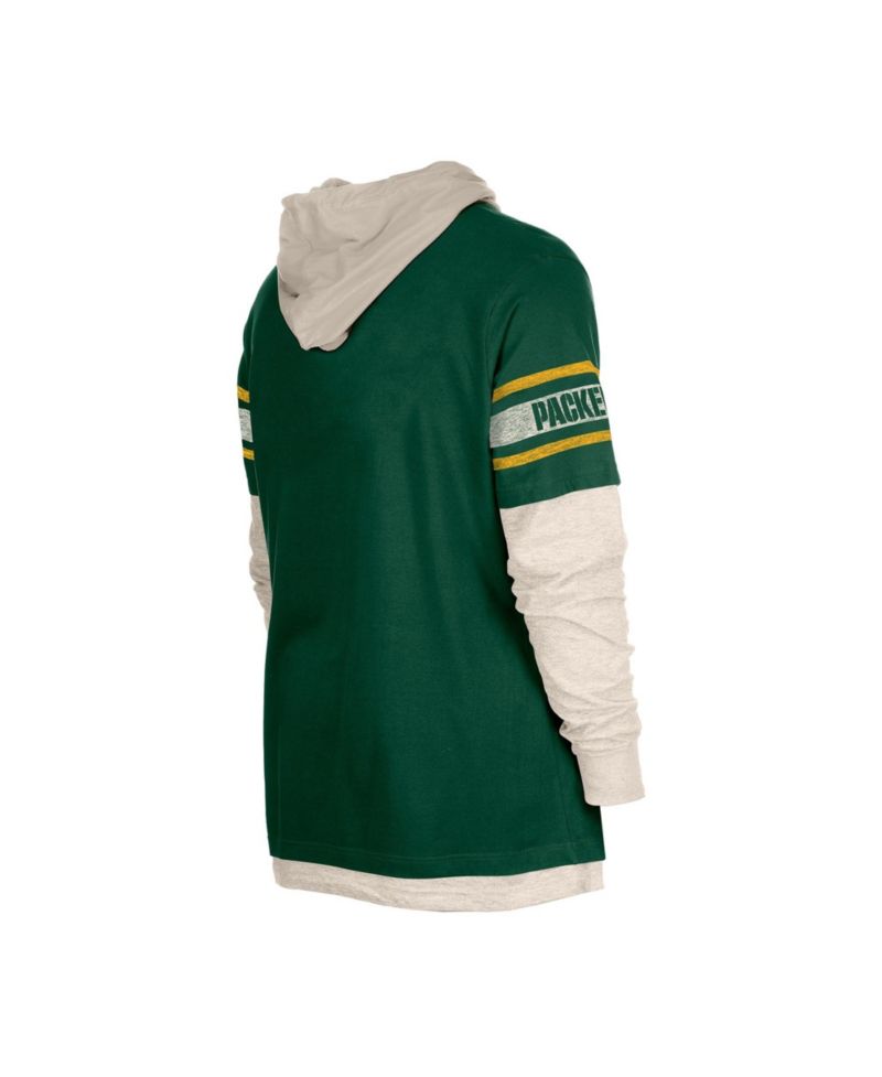 Men's Green Green Bay Packers Twofer Layered Long Sleeve Hooded T-Shirt