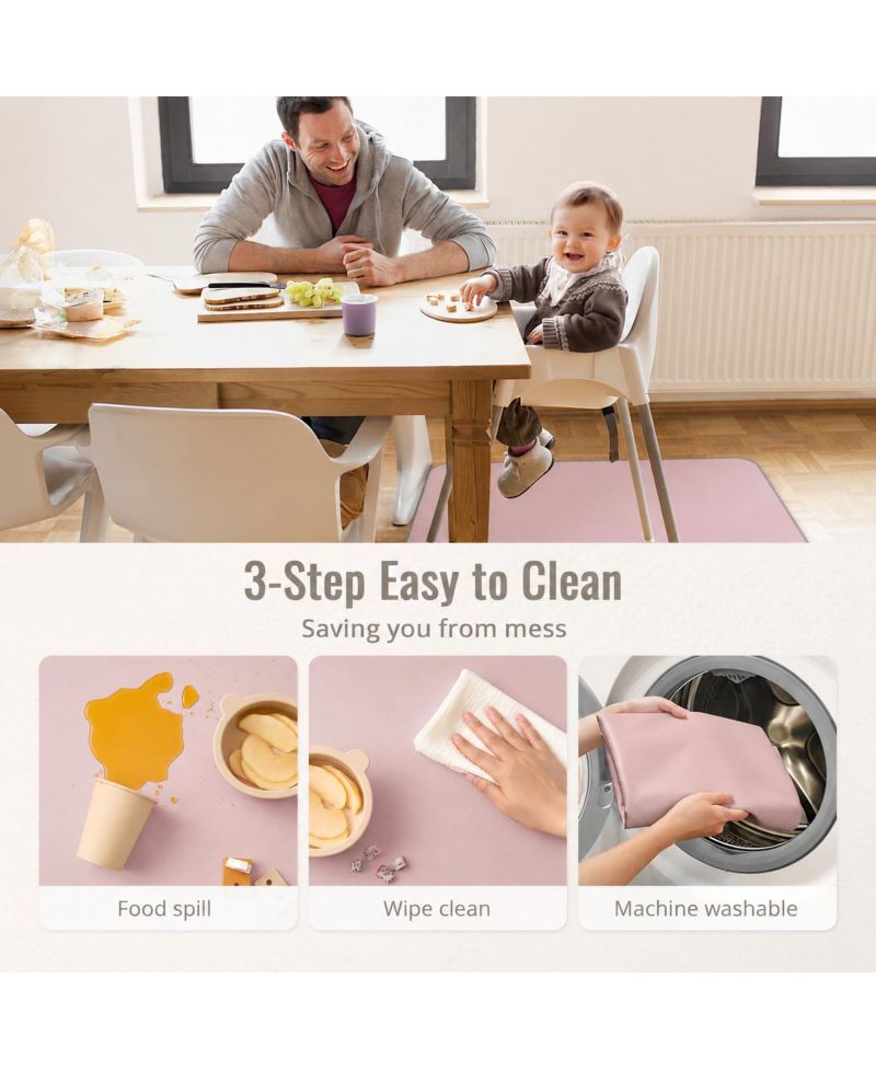 Wipeable Waterproof Anti Slip Floor Protector Mat For Highchair And Mess Cleanup