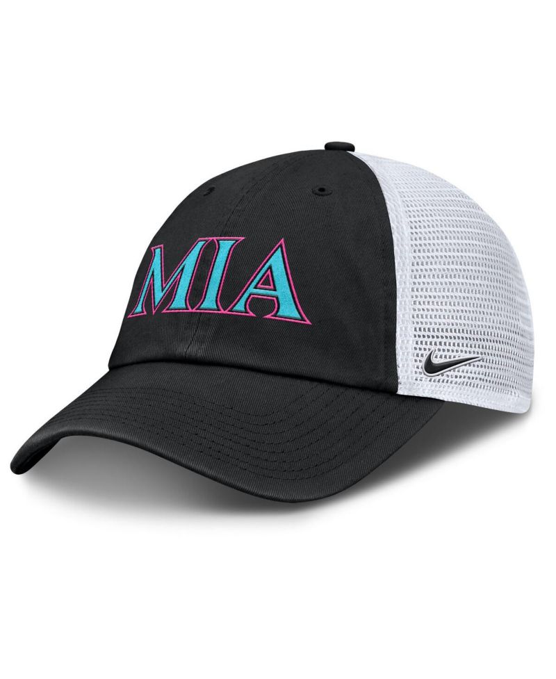 Men's and Women's Black/White Miami Marlins 2025 City Connect Trucker Adjustable Hat
