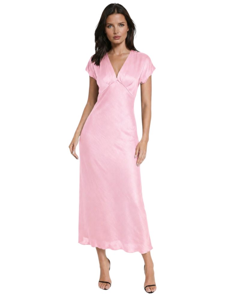 Women's Crepe Satin V-Neck Maxi Dress