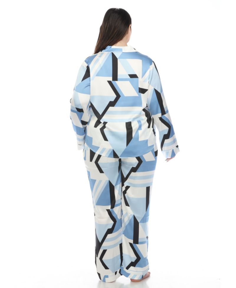 Plus Size Printed Satin Pajama Set