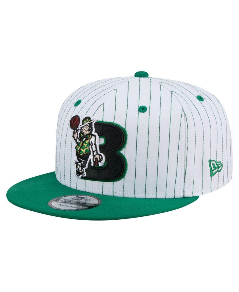 Men's White Boston Celtics Deceptor Pinstripe 9FIFTY Snapback Hat