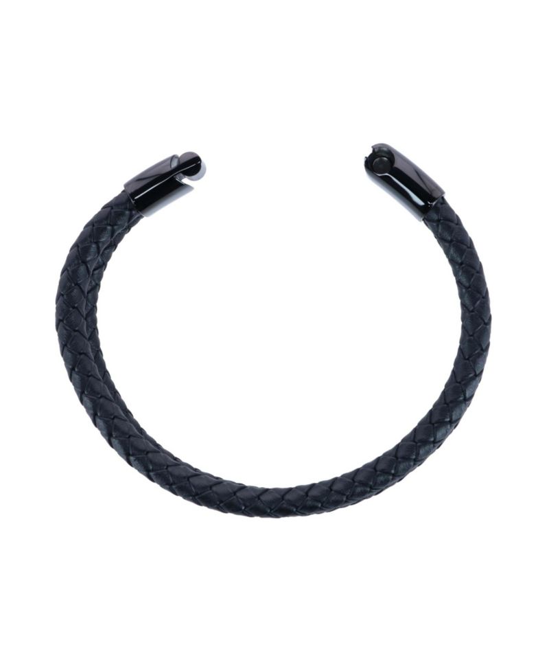 Simple Double Band Braided Secure Clasp Leather Bracelet