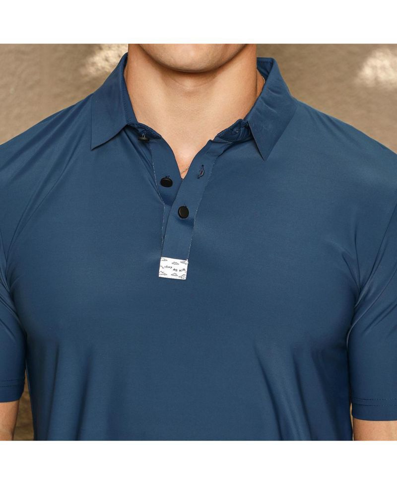Men's Navy Blue Seamless Solid Polo T-Shirt