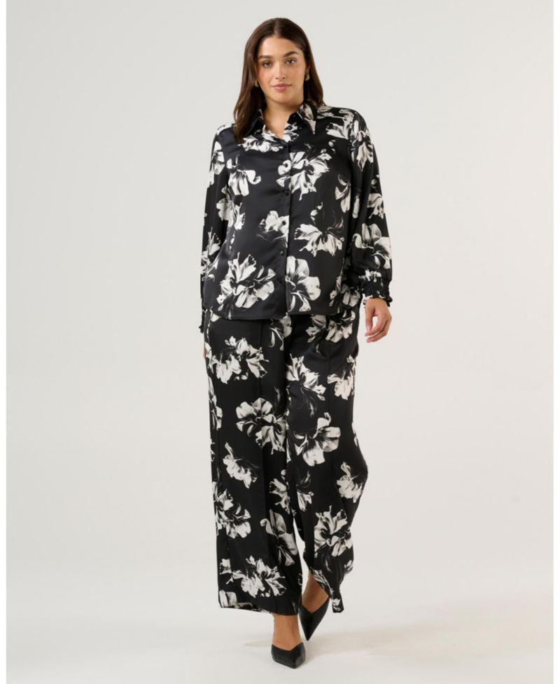 Women's Gilda Floral Satin Button-Front Collared Shirt