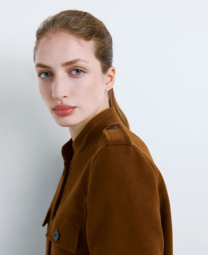 Women's Pockets Collarless Jacket