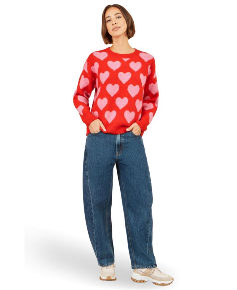 Women's Heart Intarsia Relaxed Jumper