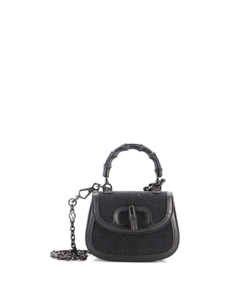 Mini Bamboo 1947 Top Handle Bag Crystal Embellished GG Canvas