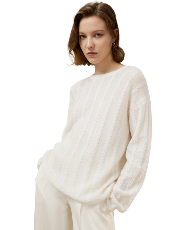 Women's Semi-Sheer Cable-knit Cashmere Sweater